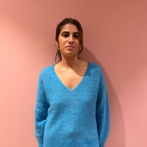 Maglione a V turchese