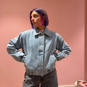 Bomber denim con interno in pile