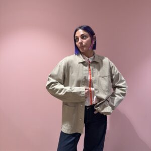 Giacca worker in denim color greige