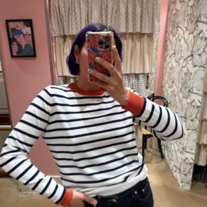 Maglia a righe bianco e blu