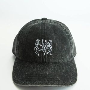 Berretto in denim nero con ricami