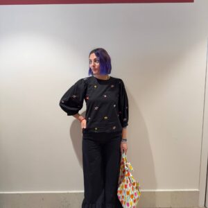 Pantalone nero con volant