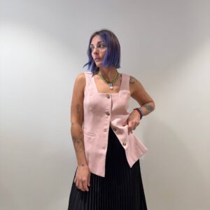 Top\gilet rosa malva pallido