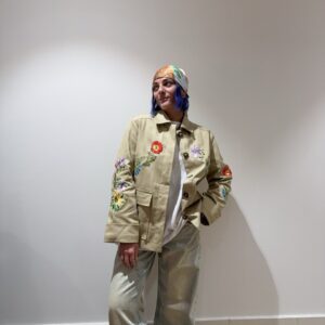 Giacca parka con fiori ricamati