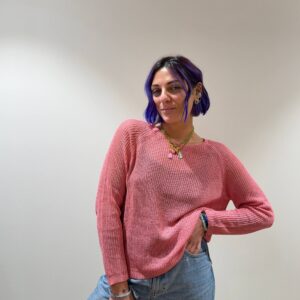 Maglia traforata rosa