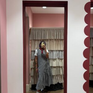 Abito vichy bianco e nero