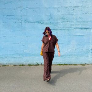 Pantalone in pizzo sangallo marrone