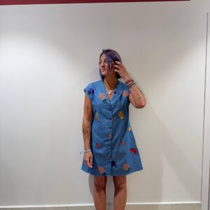 Abito in denim con frutta