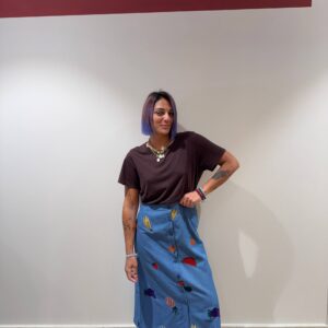 Gonna in denim con frutta