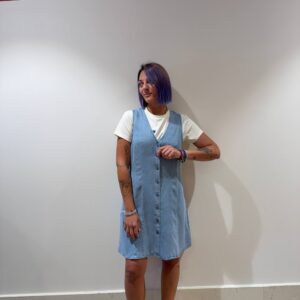 Abito con bottoni in tencel effetto denim
