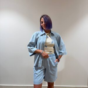 Bermuda effetto denim in cotone