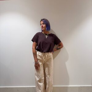Pantalone in sangallo color crema