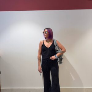 Pantalone all'uncinetto nero
