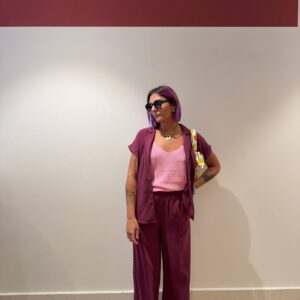 Pantalone in viscosa bordeaux