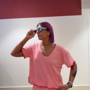T-shirt rosa in spugna di cotone