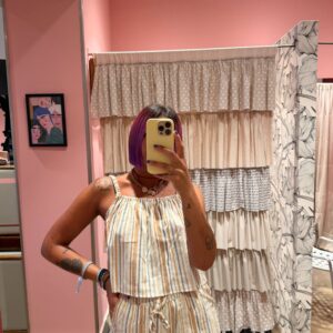 Top a righe giallo e beige