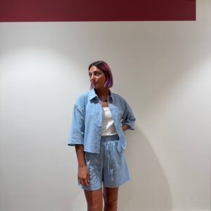Shorts azzurro a righe