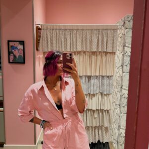 Camicia a righe rosa