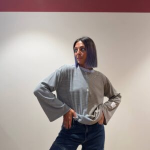 T-shirt a maniche lunghe a righe - XS