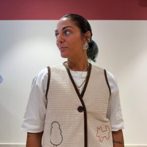 Gilet trapuntato velluto a coste con ricami