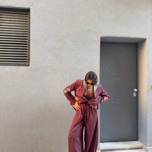 Pantalone parachute color borgogna