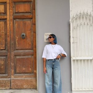 Denim vita alta sky used