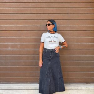 Gonna lunga nera in denim