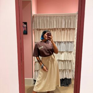Gonna beige con righe nere