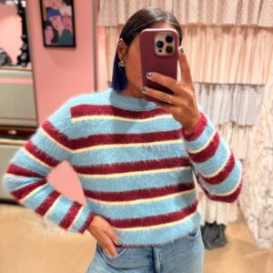 Maglia fluffy a righe